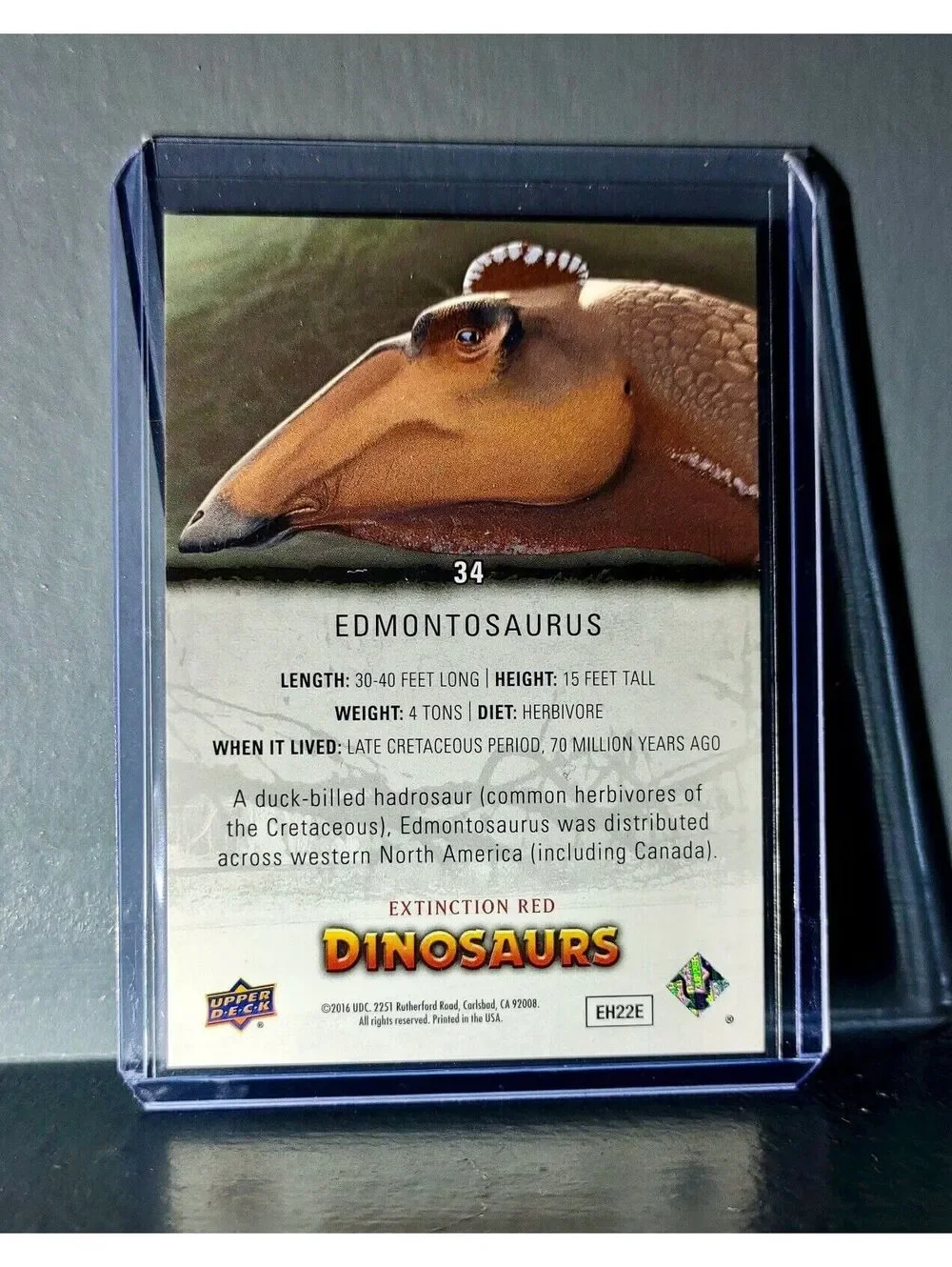 2015 Upper Deck Dinosaurs Edmontosaurus Extinction Red Parallel #34 Card